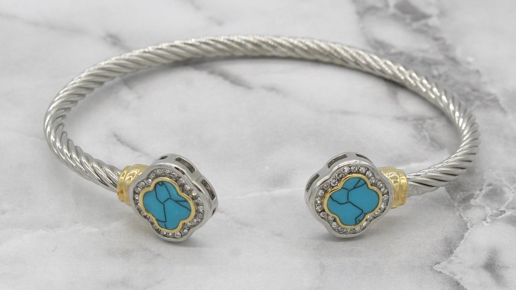 Stack It Up Bracelet Cuff- Turquoise Stone