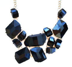 Jeweled Stone Fragment Necklace- Black