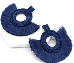 Hadley Fringe Tassel Earrings- Blue