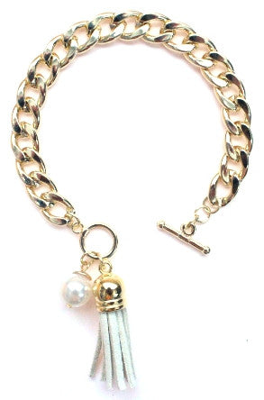 Chain Linked Tassel Bracelet- Ivory