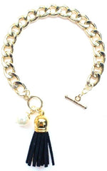 Chain Linked Tassel Bracelet- Black