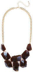 Jeweled Stone Necklace- Brown
