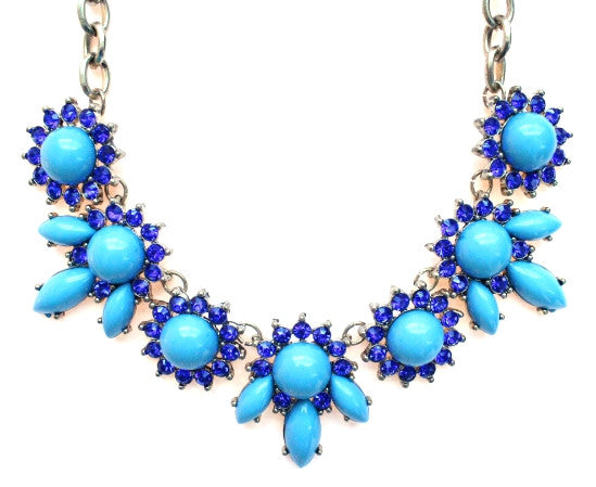 Crystal Petal Necklace- Blue