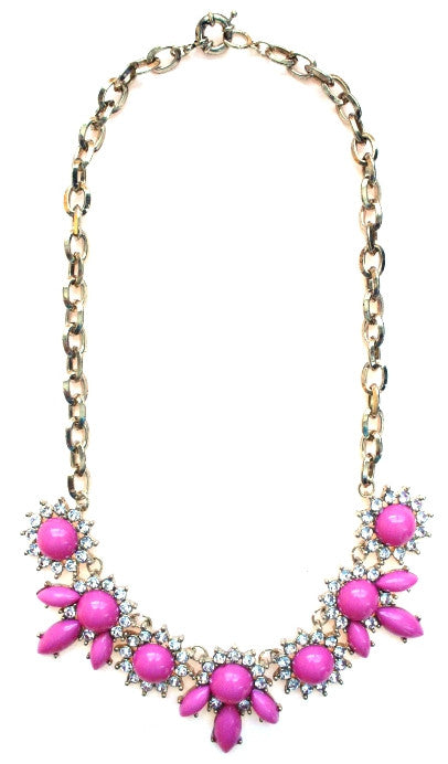 Crystal Petal Necklace- Pink