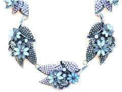 Mini Crystal Leaves Statement Necklace