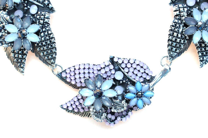 Mini Crystal Leaves Statement Necklace