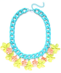 Pastel Flower & Chunky Chain Necklace