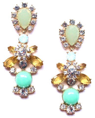 Luxe Crystal Firework Earrings- Mint