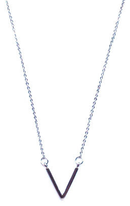 Single V Pendant Necklace- Silver