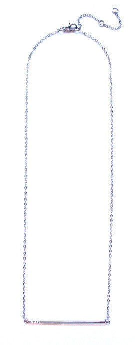 Asymmetrical Bar Pendant Necklace- Silver