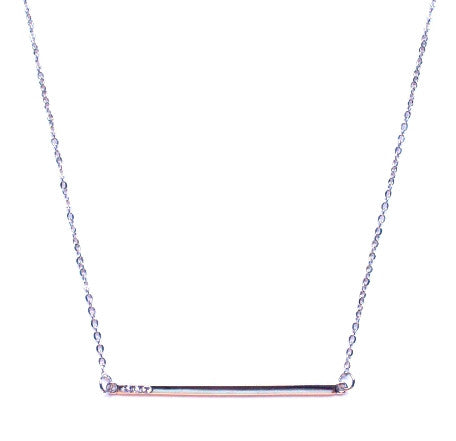 Asymmetrical Bar Pendant Necklace- Silver