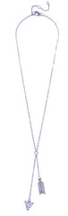 Double Chevron Arrow Pendant Necklace- Silver