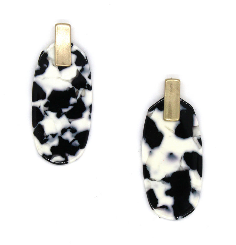 Penelope Acrylic Earrings- Black & White