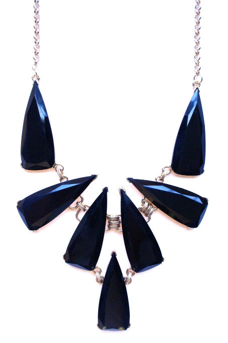 Tribal Jewel Spike Necklace- Black