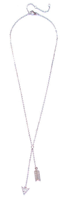 Double Chevron Arrow Pendant Necklace- Gold