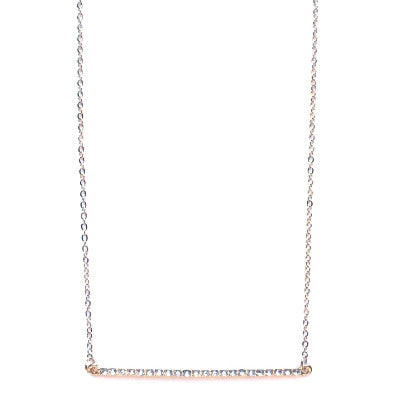 Asymmetrical Pavé Bar Pendant Necklace- Gold