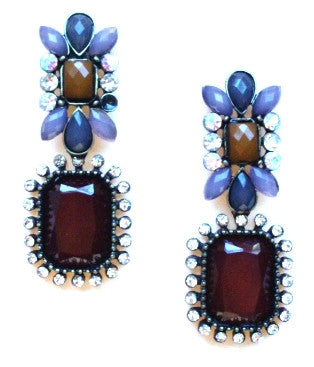Gatsby Stone Dangle Earrings- Burgundy