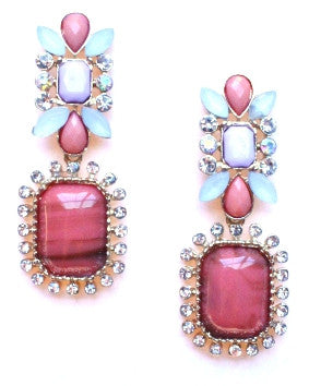 Gatsby Stone Dangle Earrings- Coral