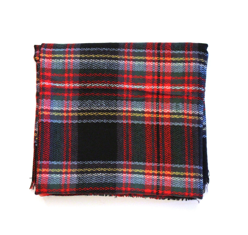 Mad For Plaid Blanket Scarf- Black/ Red Multi