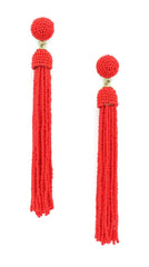 Milana Beaded Tassel Earrings- Fire Red