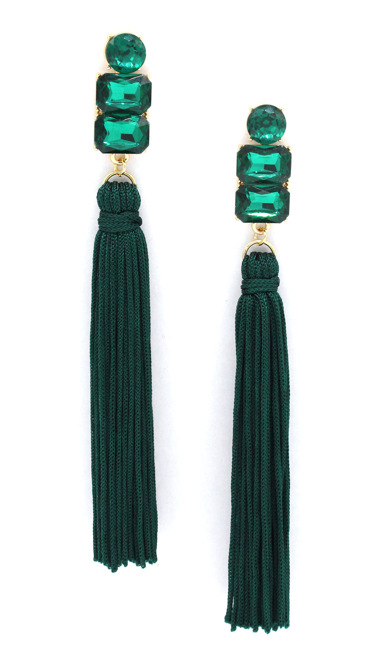 Electra Tassel Earrings- Emerald