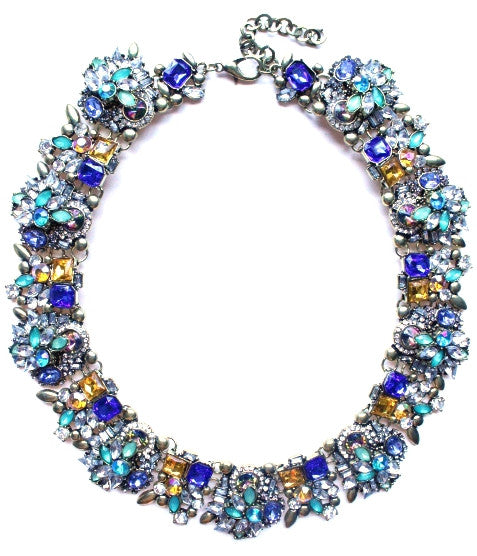 Luxe Vintage Multi Crystal Collar Necklace