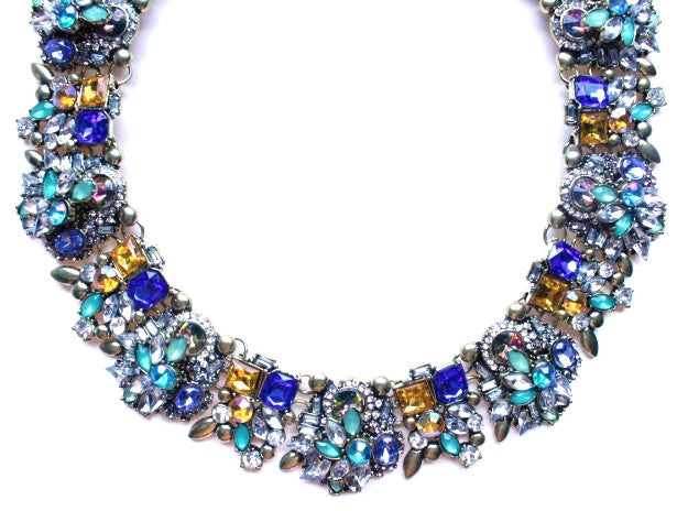 Luxe Vintage Multi Crystal Collar Necklace