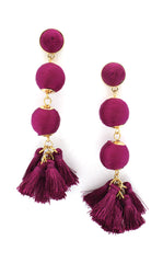 Holly Threaded Drop Earrings- Maroon Purple