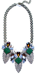 Luxe Deco Crystal Arrowhead Necklace- Green