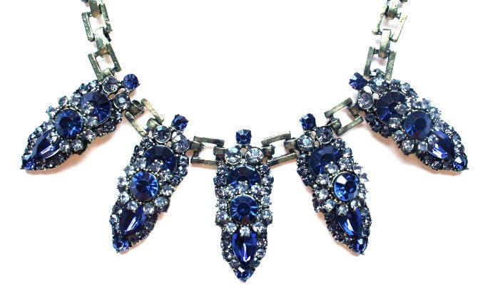 Luxe Crystal Points Necklace- Sapphire