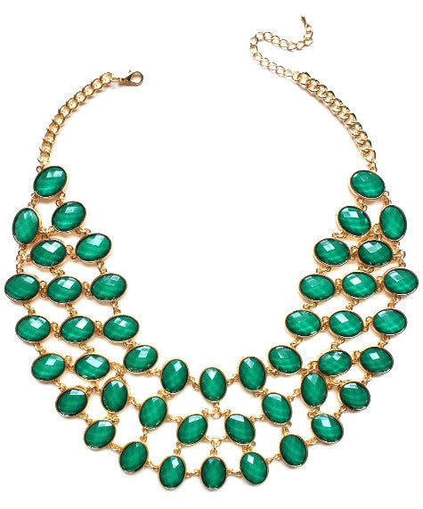 Egyptian Jeweled Collar Necklace- Green