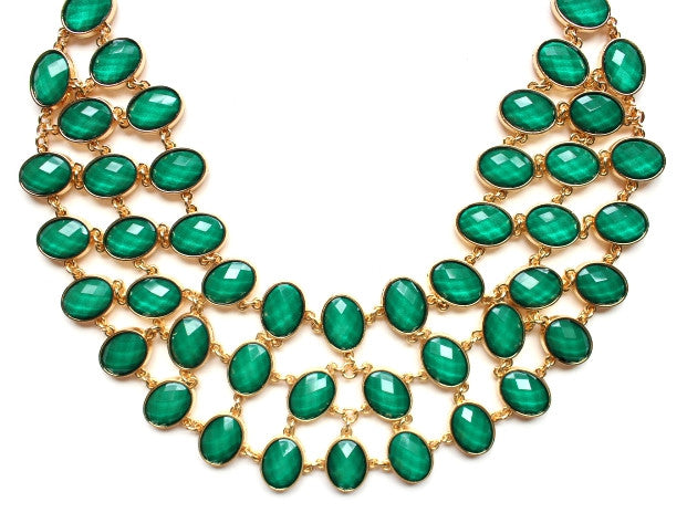 Egyptian Jeweled Collar Necklace- Green