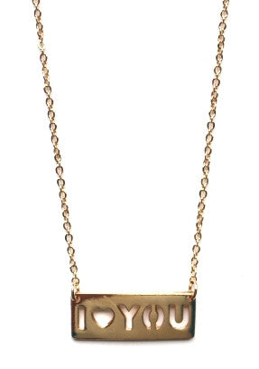 'I Love You' Cutout Pendant Necklace- Gold