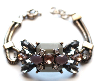 Crystal & Stone Row Bracelet