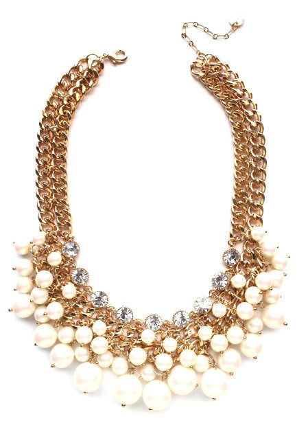 Chunky Pearl & Crystal Statement Necklace