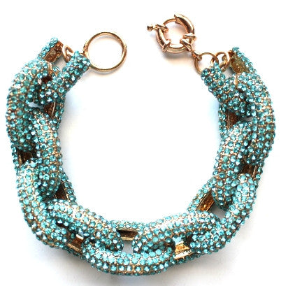 Pavé Crystal Link Bracelet- Turquoise