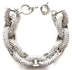 Pavé Crystal Link Bracelet- Silver
