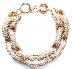 Pavé Crystal Link Bracelet- Gold
