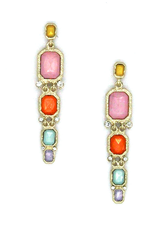 Lucia Jeweled Earrings- Multi Pastel