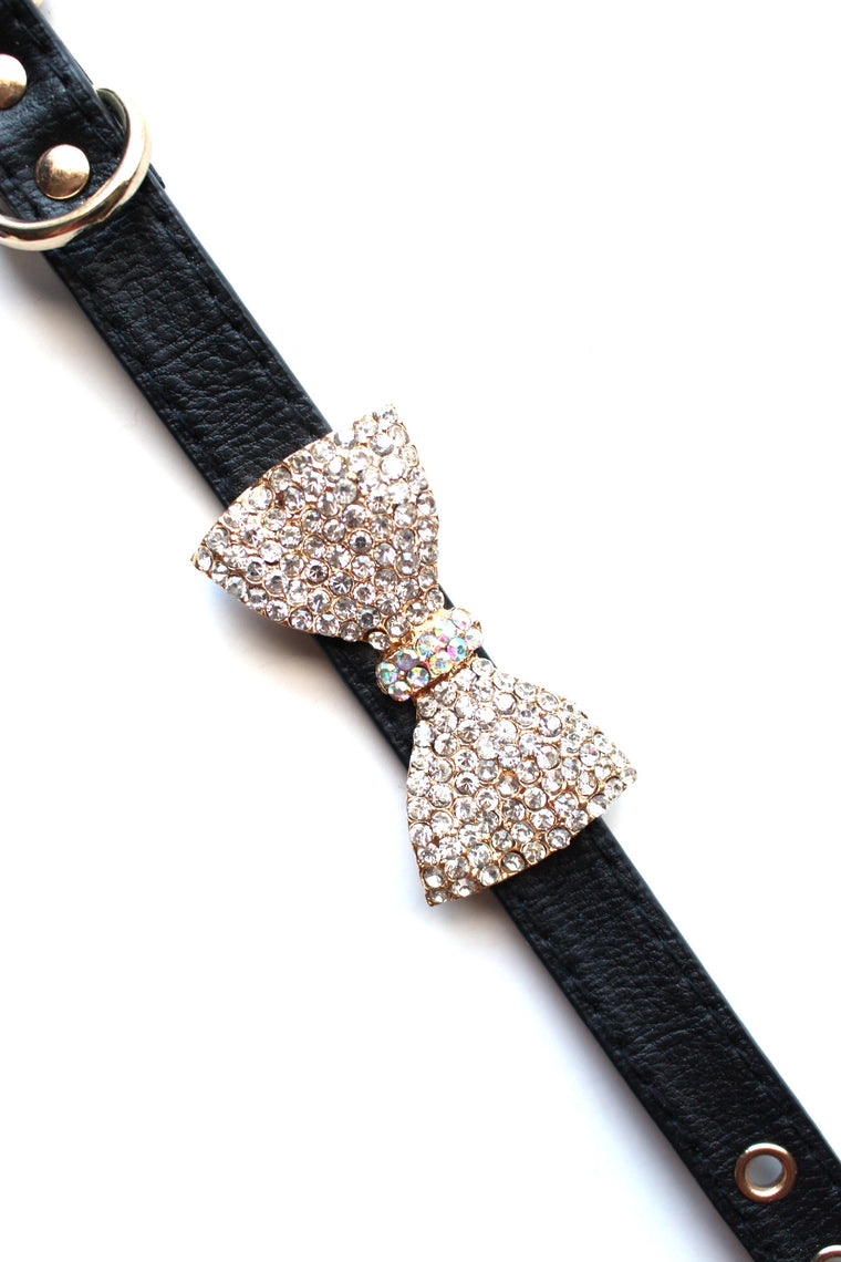 Crystal Bow Leather Band Bracelet- 3 Color Options