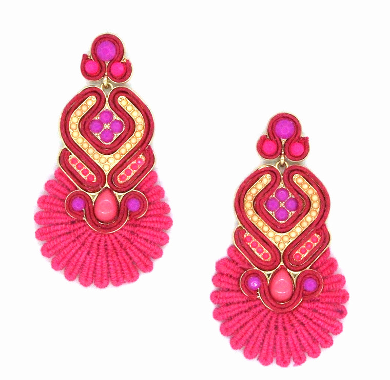 Dahlia Rose Earrings- Pink Multi
