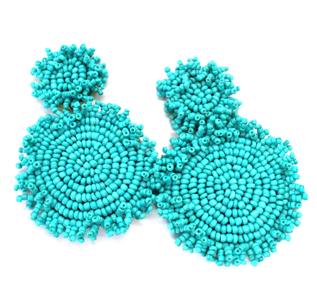 Kira Beaded Statement Earrings- Turquoise