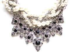 Luxe Pearls & Chains Crystal Statement Necklace