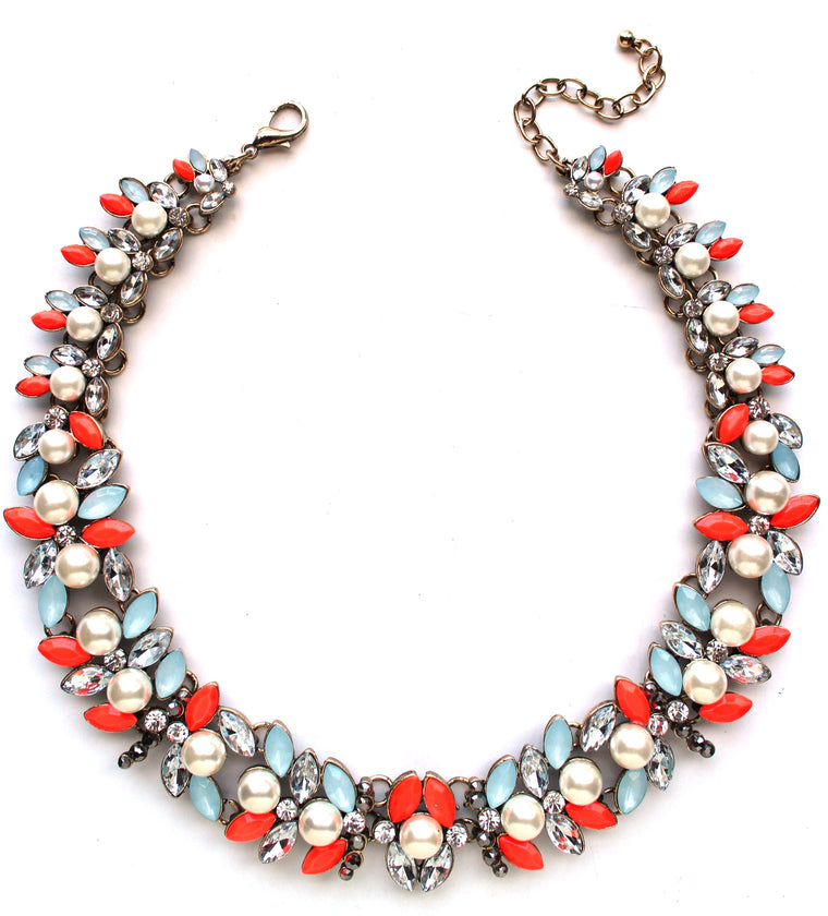 Luxe Stones & Pearls Collar Necklace