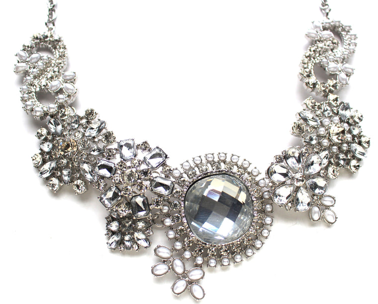 Crystal & Pearl Blossoms Necklace
