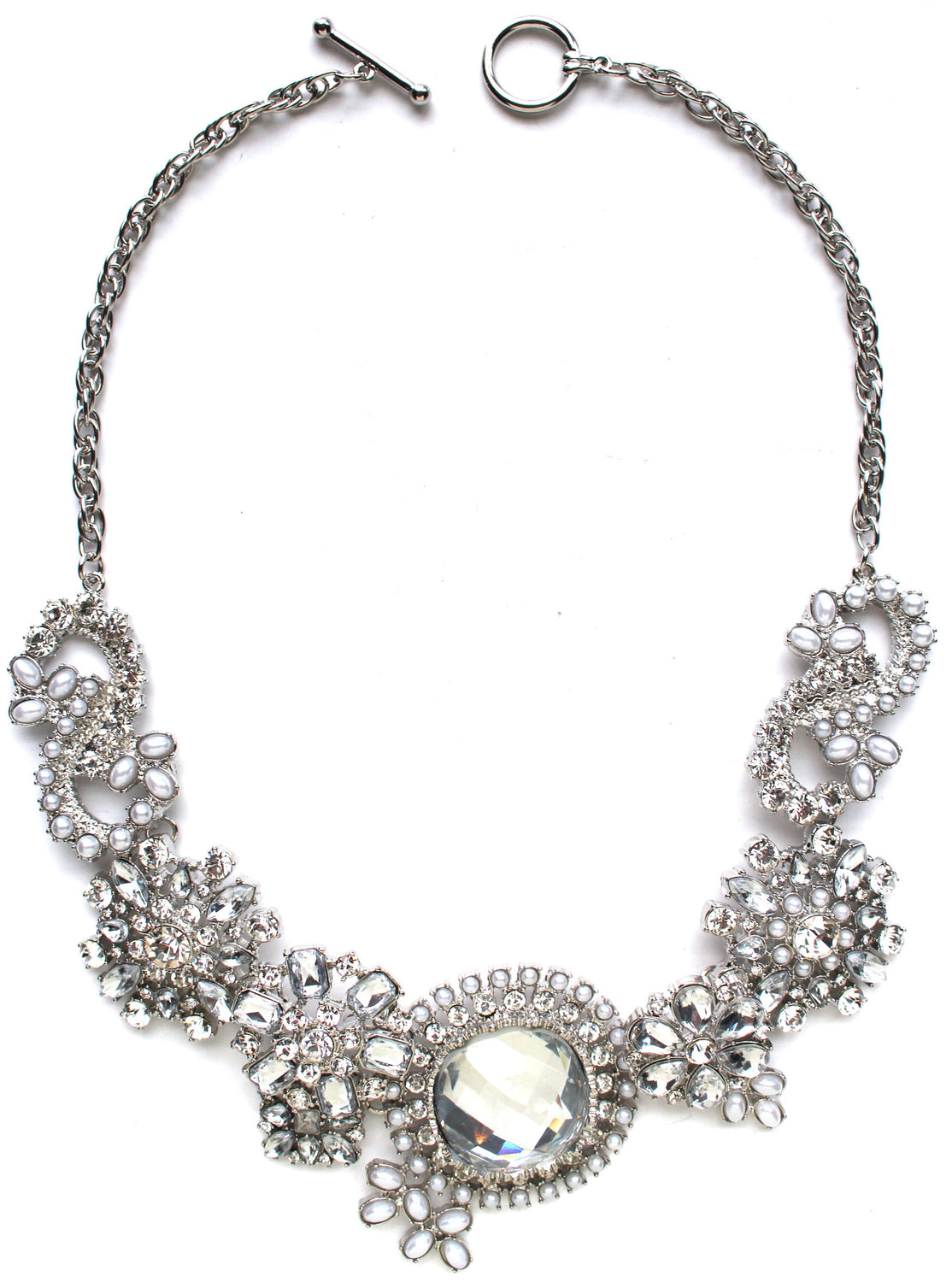 Crystal & Pearl Blossoms Necklace