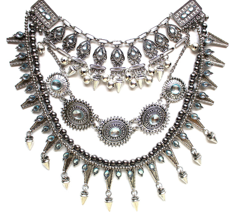 Layered Tribal Chime Statement Necklace