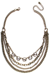 JL Antiqued Metal Chain & Crystal Mix Necklace