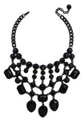 Luxe Black Jewel Statement Necklace