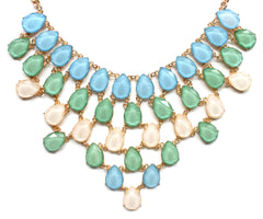 Draped Jewel Statement Necklace- Blue